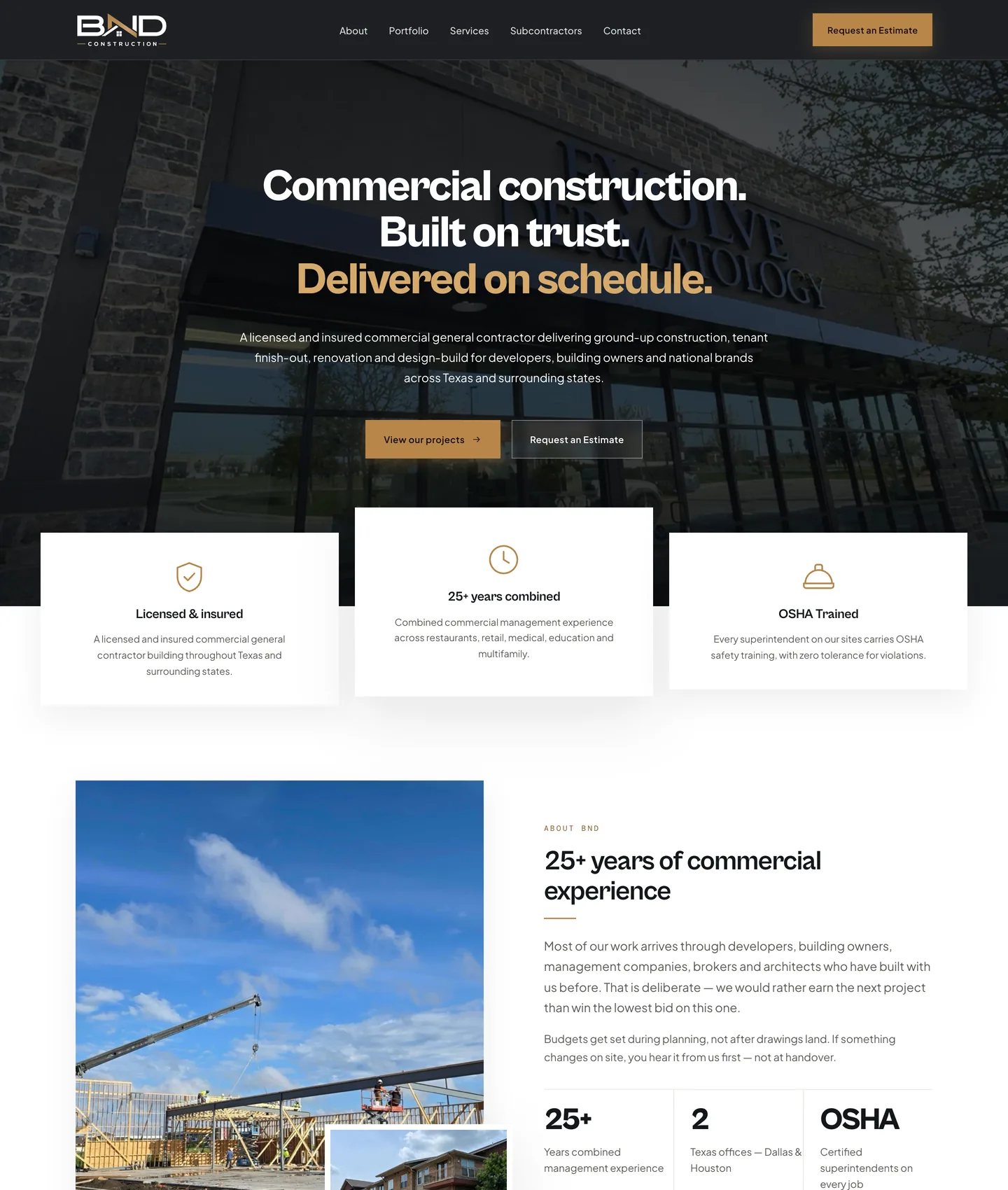 The BND Construction website