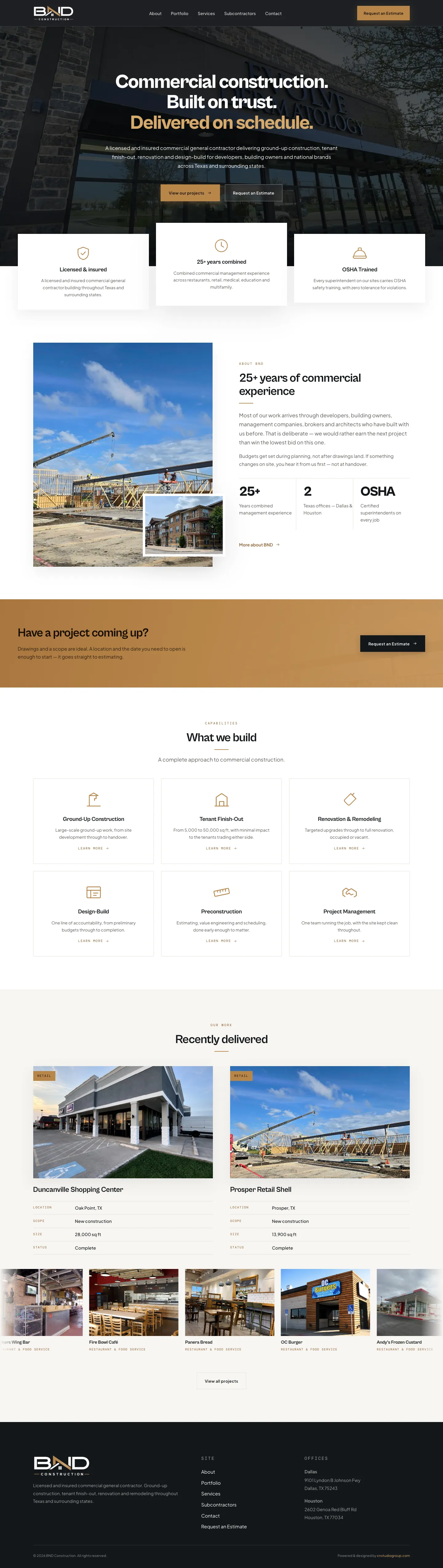The BND Construction website