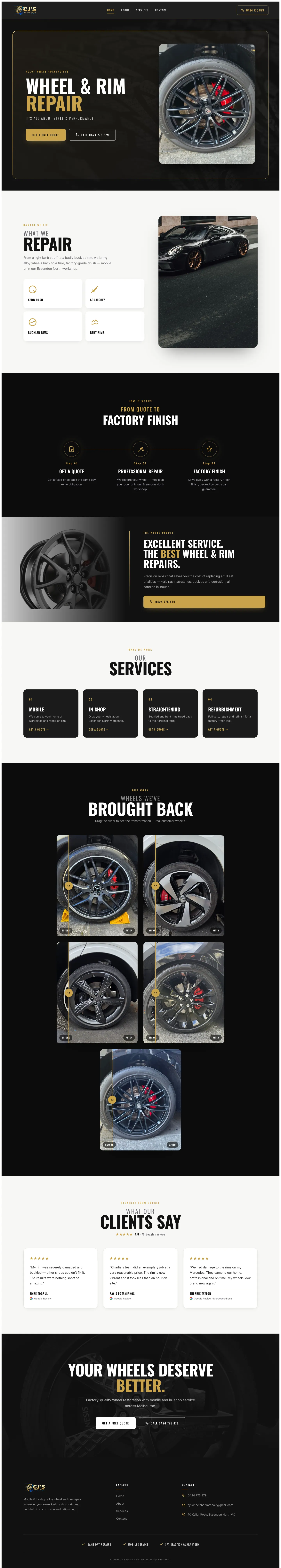 The CJ'S Wheel & Rim Repair website