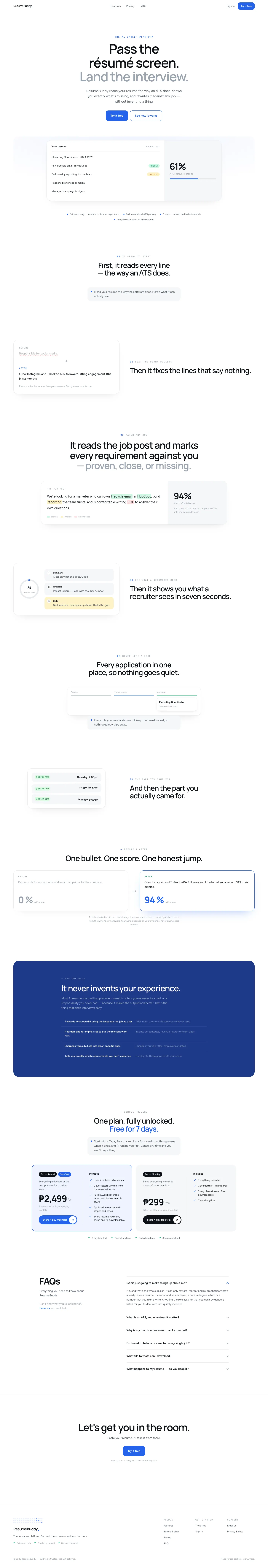 The ResumeBuddy website